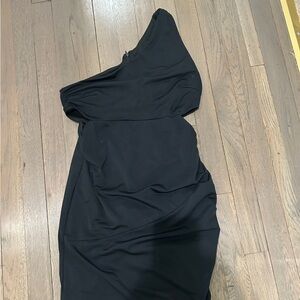 roused black one shoulder dress with cut out on the sides size M